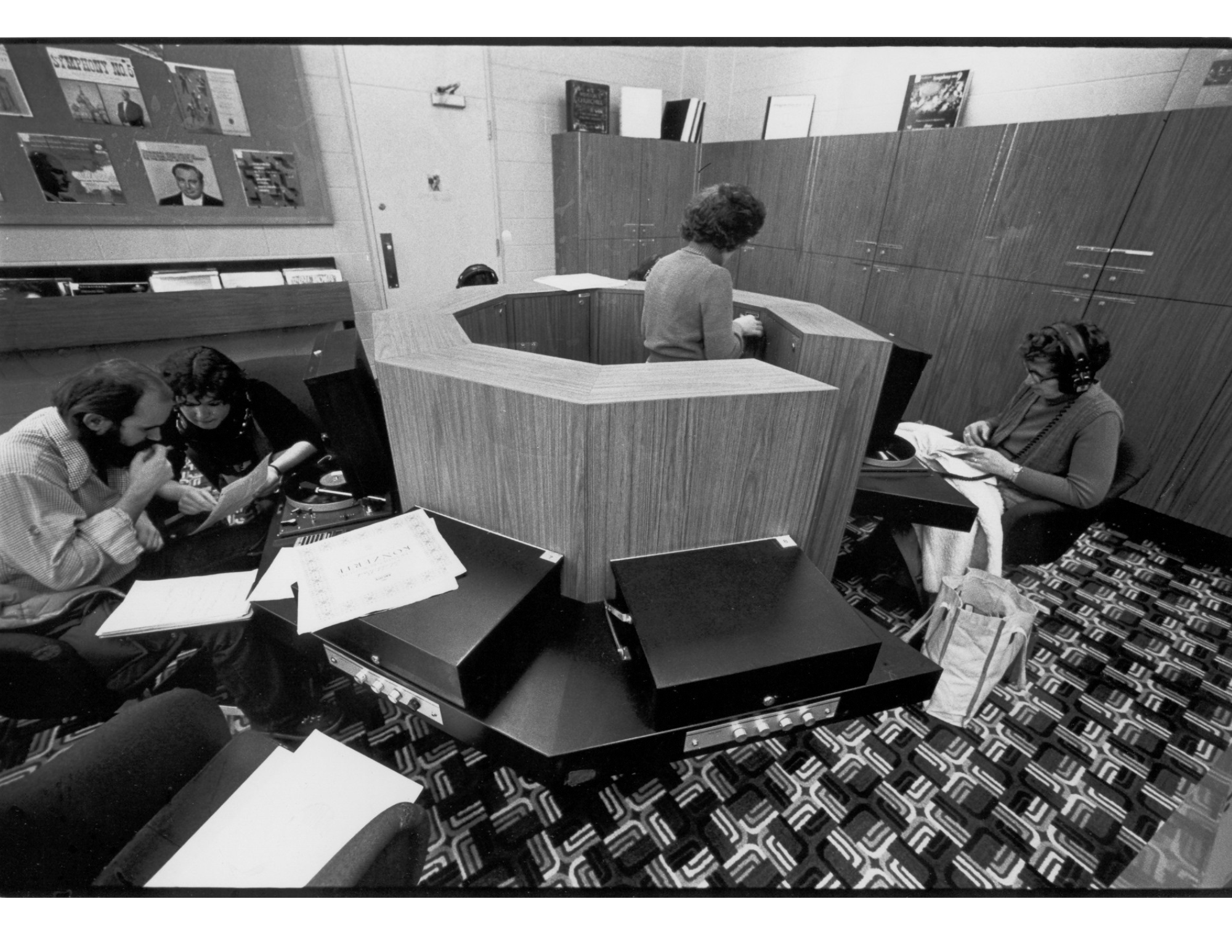 Listening to LP records in the Listening Room 1982