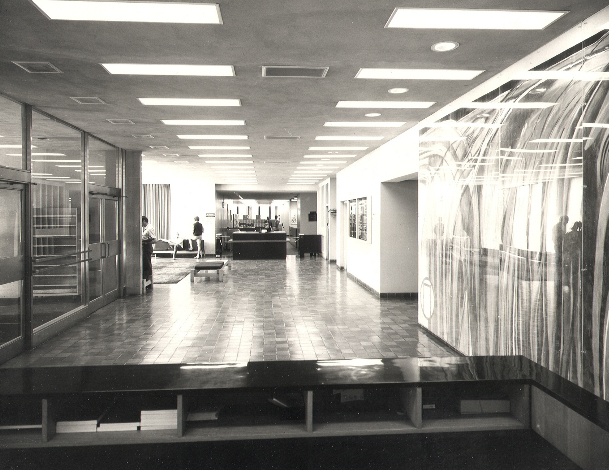 Schmon Tower  lobby and entrance to the library in 1967